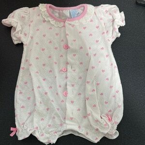 Adorable Pink and White Baby Romper 80’s